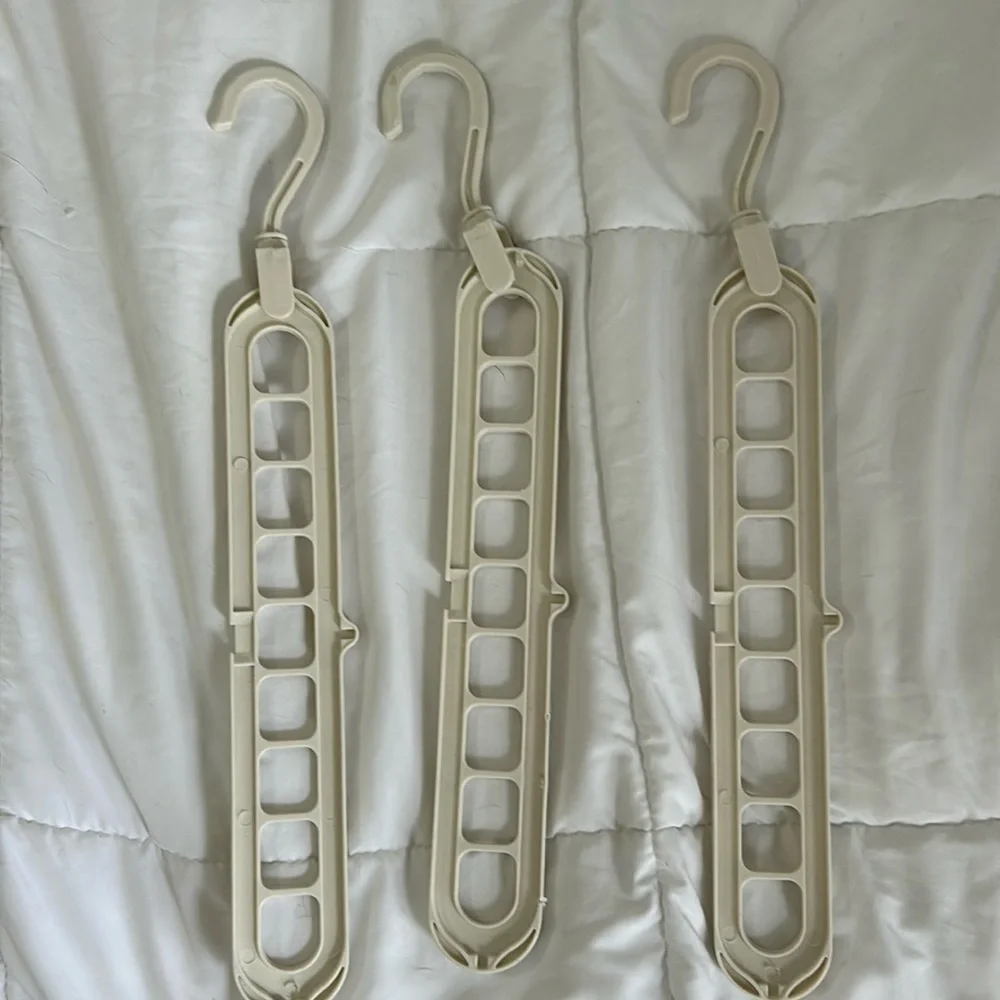 Space Saving Clothing Hanger Racks 9 ports Set of 3 white